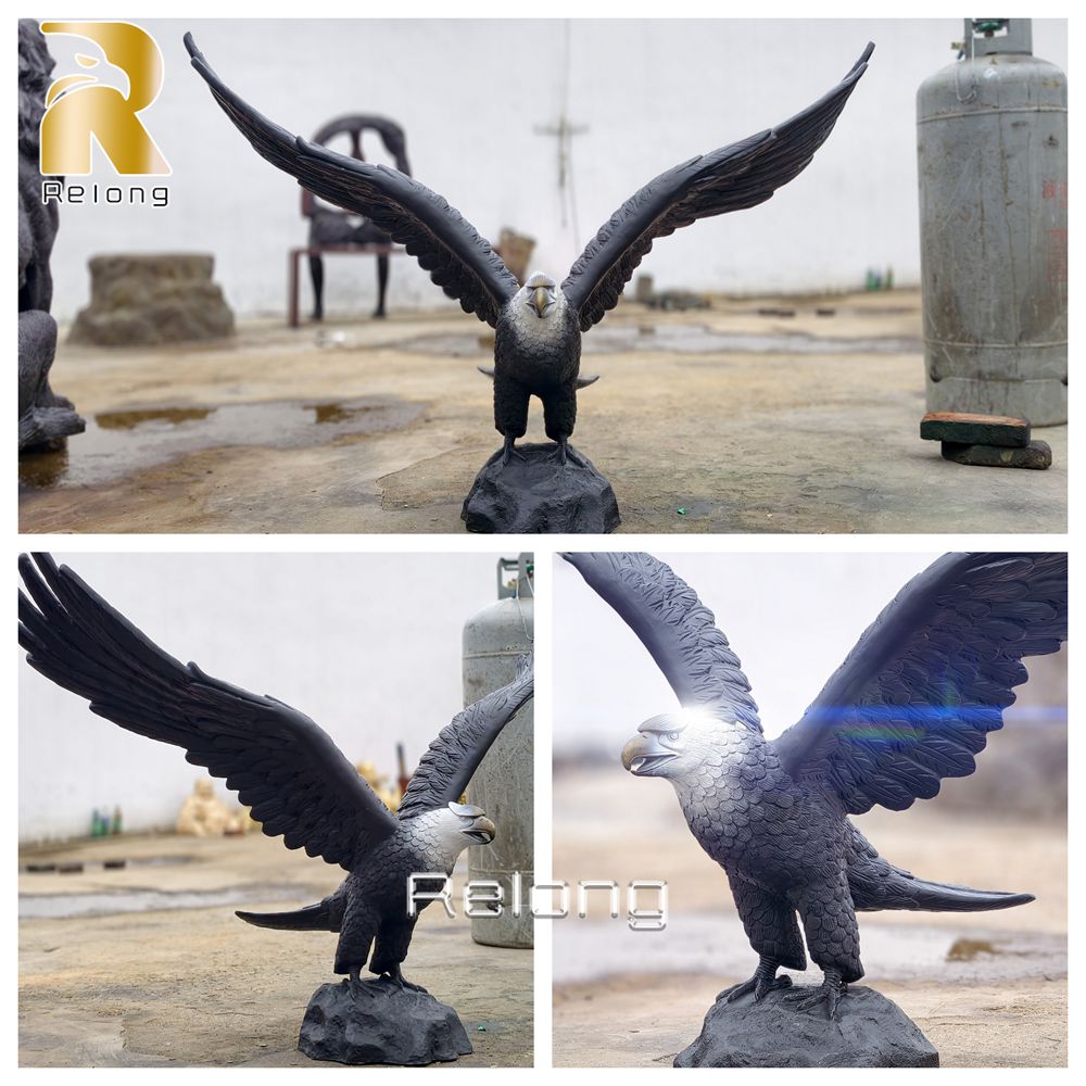 bronze soaring eagle sculpture multiple angle views