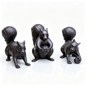 bronze squirrel sculpture set for sale