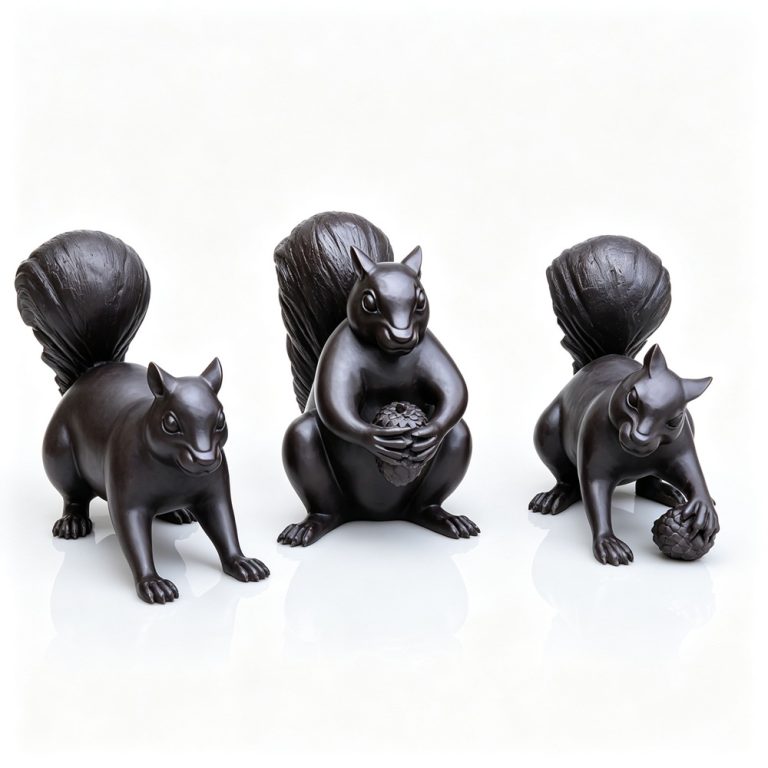 bronze squirrel sculpture set for sale