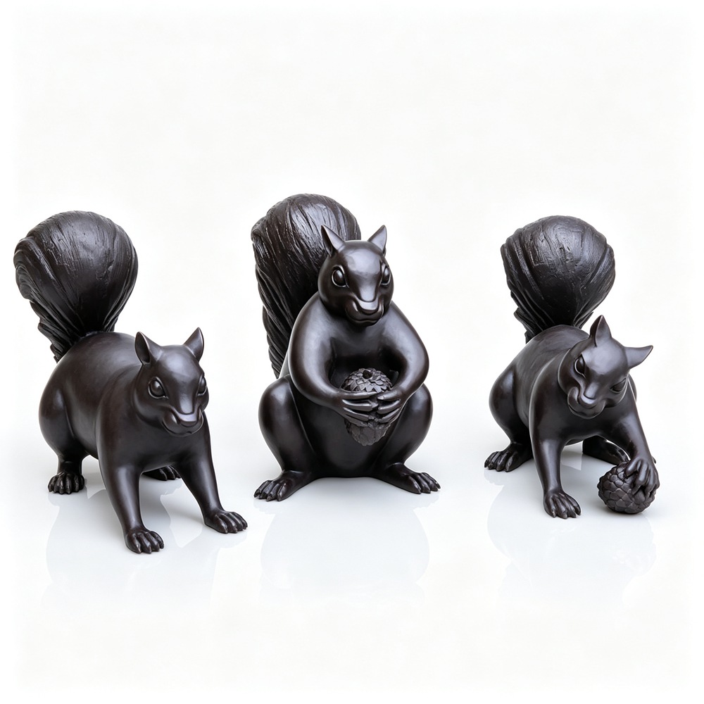 bronze squirrel sculpture set for sale