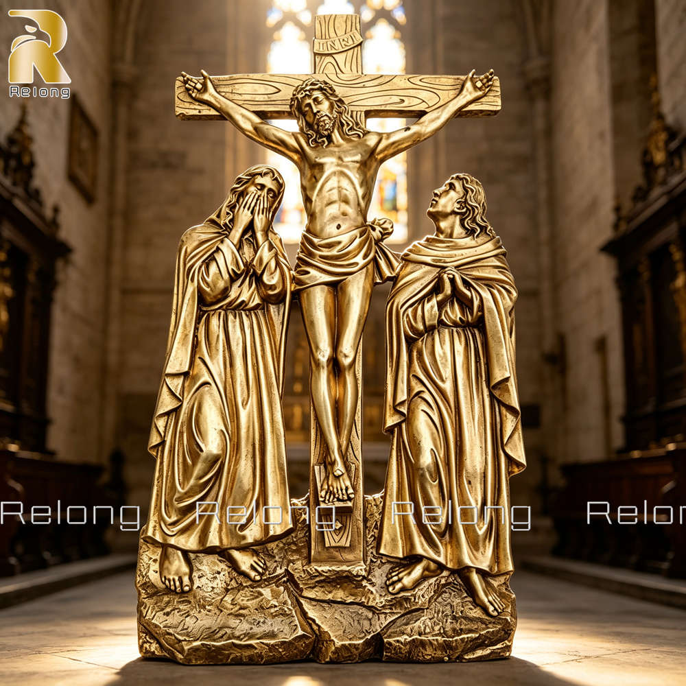 bronze statue of 14 Stations of the Cross (2)