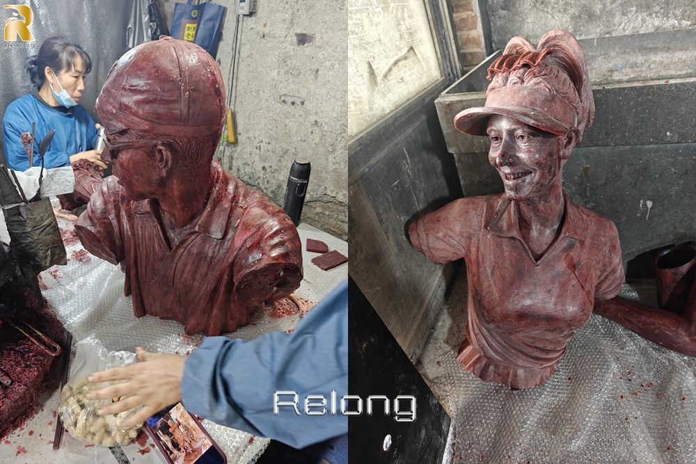 bronze tennis player sculpture face expression detail