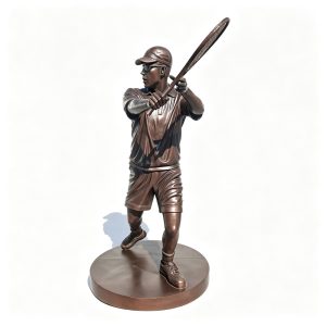 bronze tennis player sculpture main view