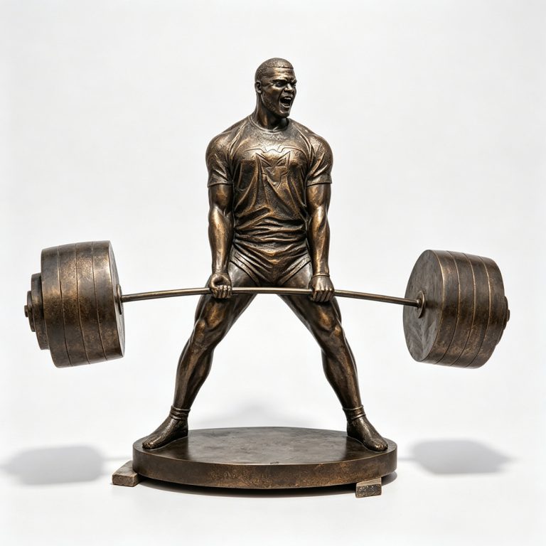 bronze weightlifter statue