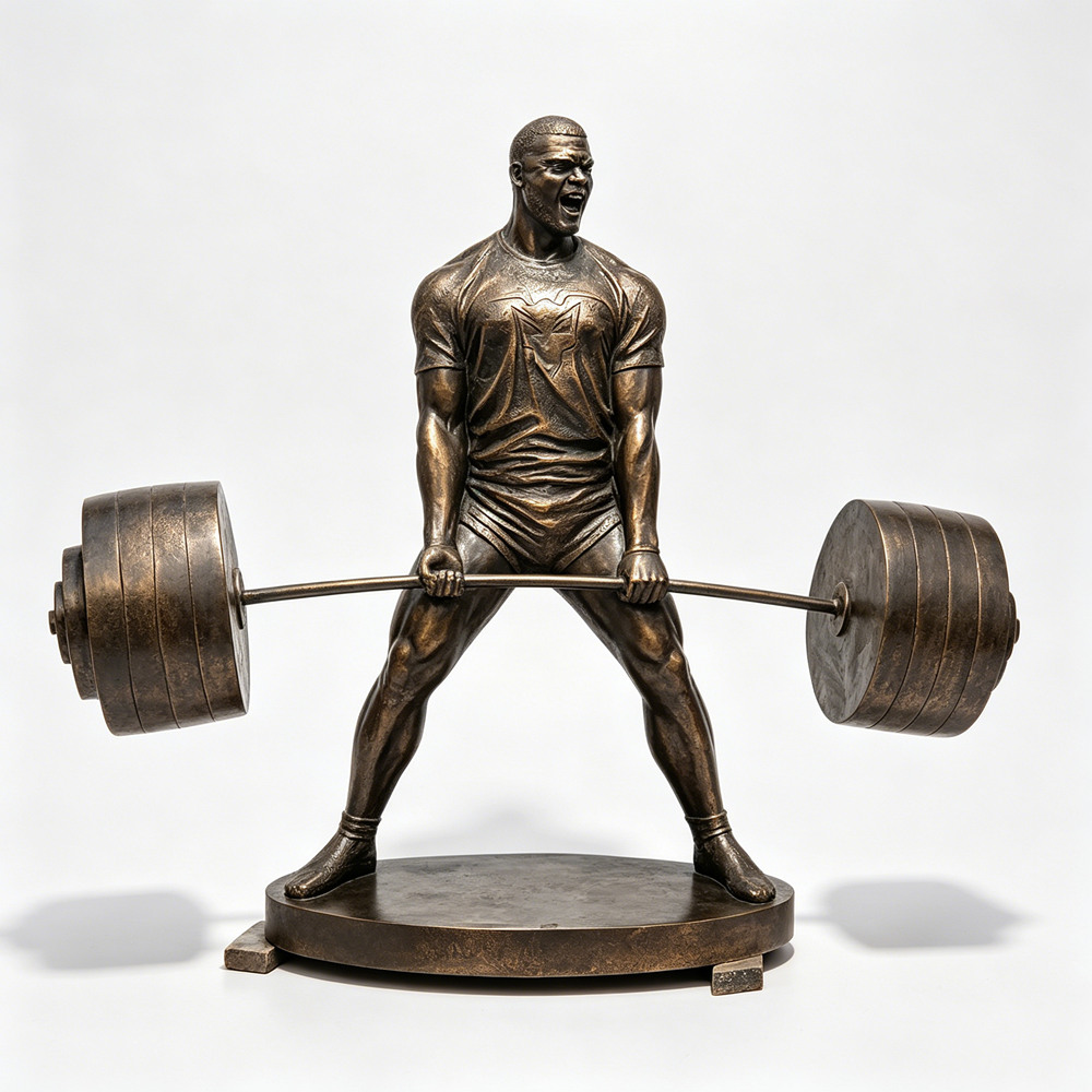 bronze weightlifter statue
