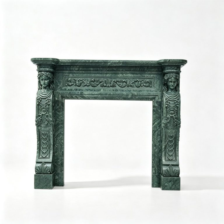 custom green marble fireplace for sale