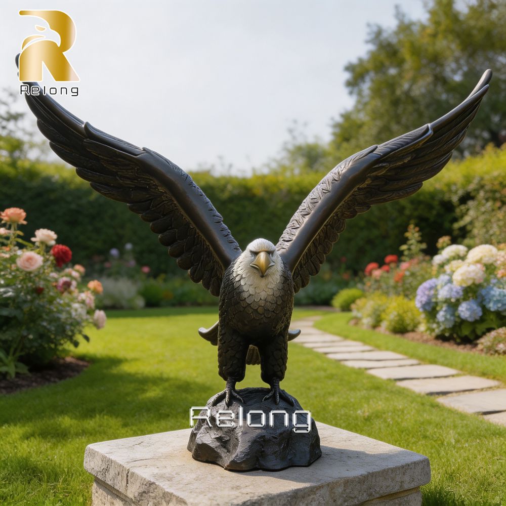 handcrafted bronze soaring eagle sculpture