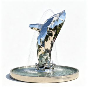 large metal whale sculpture