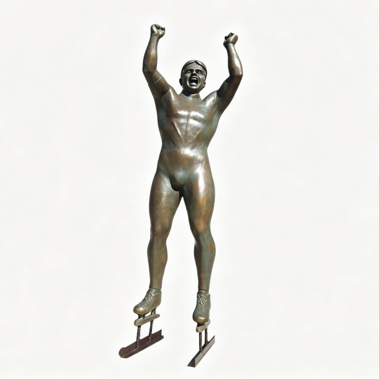 life size bronze ice skater sculpture for sale