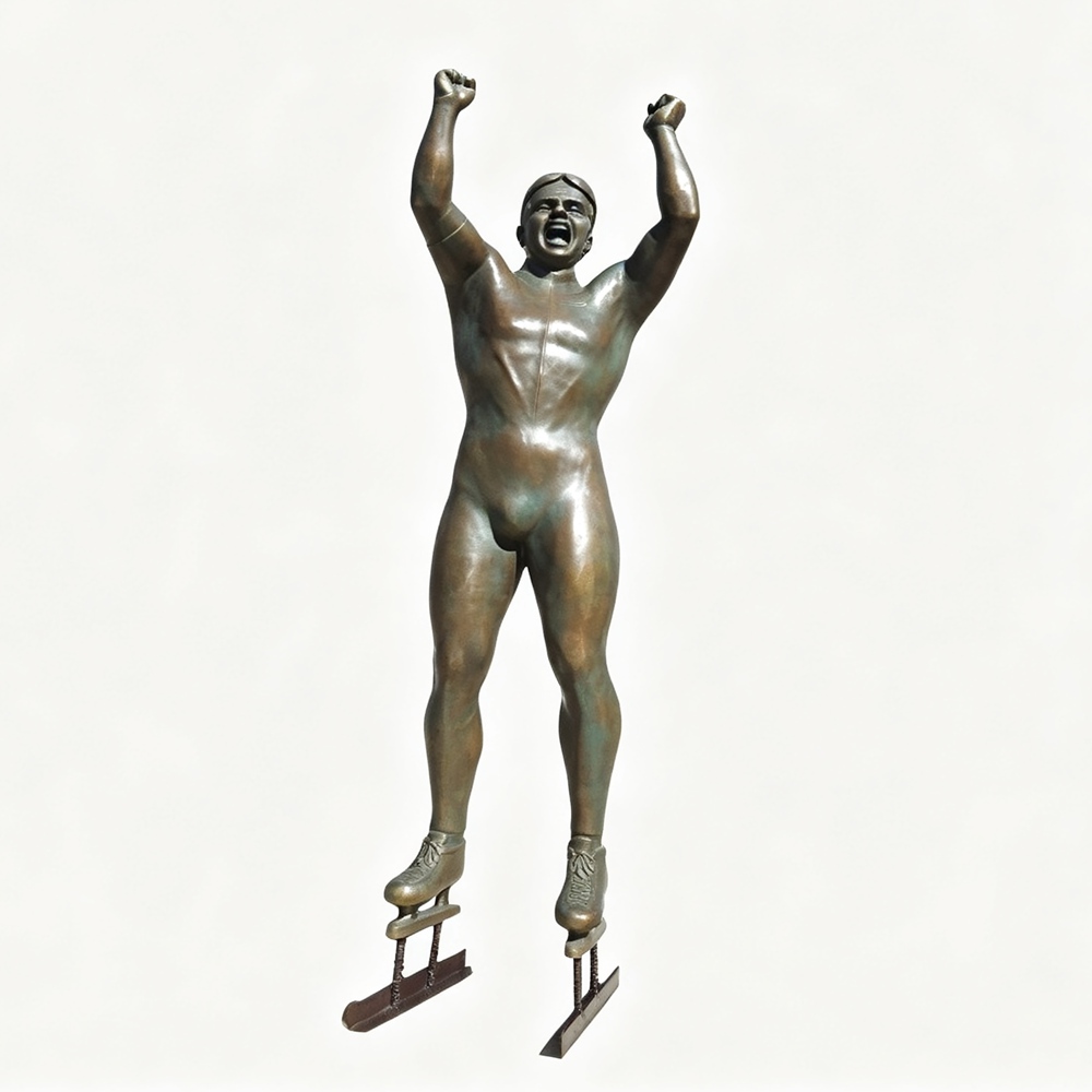 life size bronze ice skater sculpture for sale