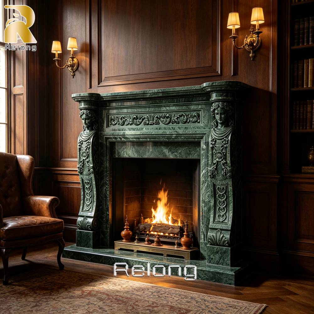 luxury green marble fireplace living room