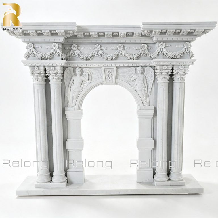 marble Baroque fireplace mantel