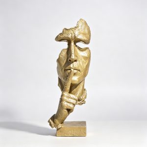 silence is golden bronze sculpture