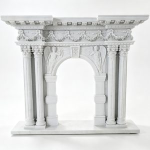 white marble Baroque fireplace mantel