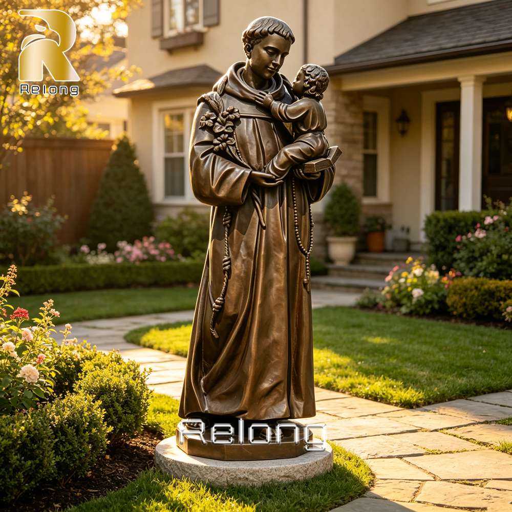 bronze St Anthony of Padua statue garden display