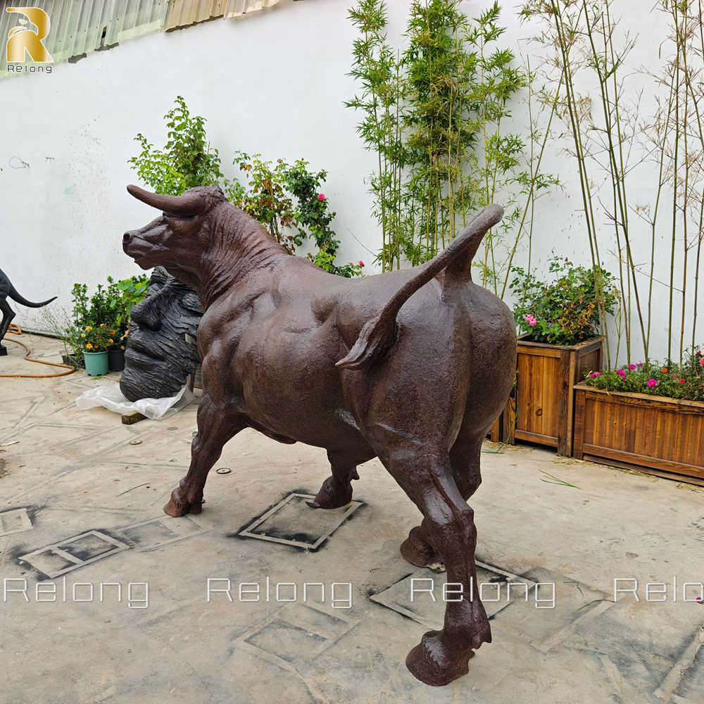 bronze cattle sculpture-side-view