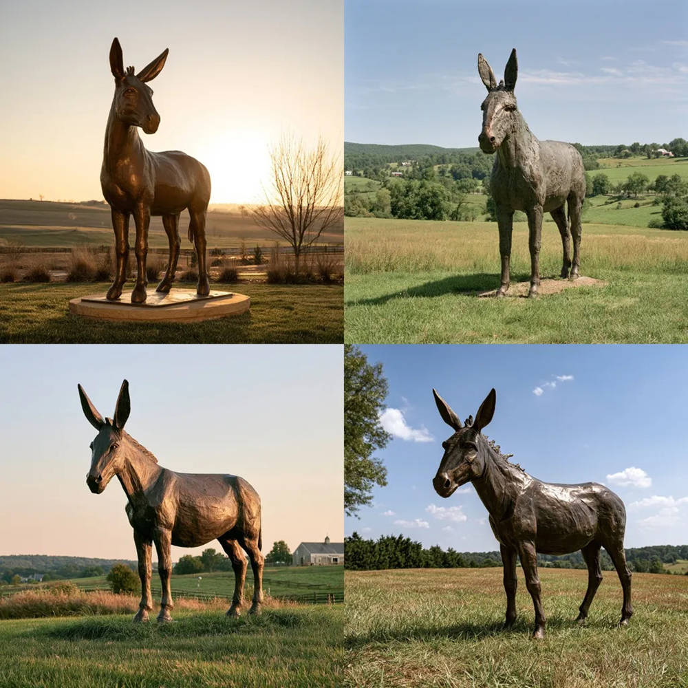 bronze donkey statue for outdoor farm decoration