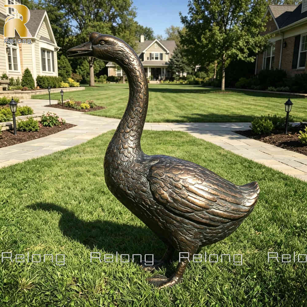 bronze goose statue details