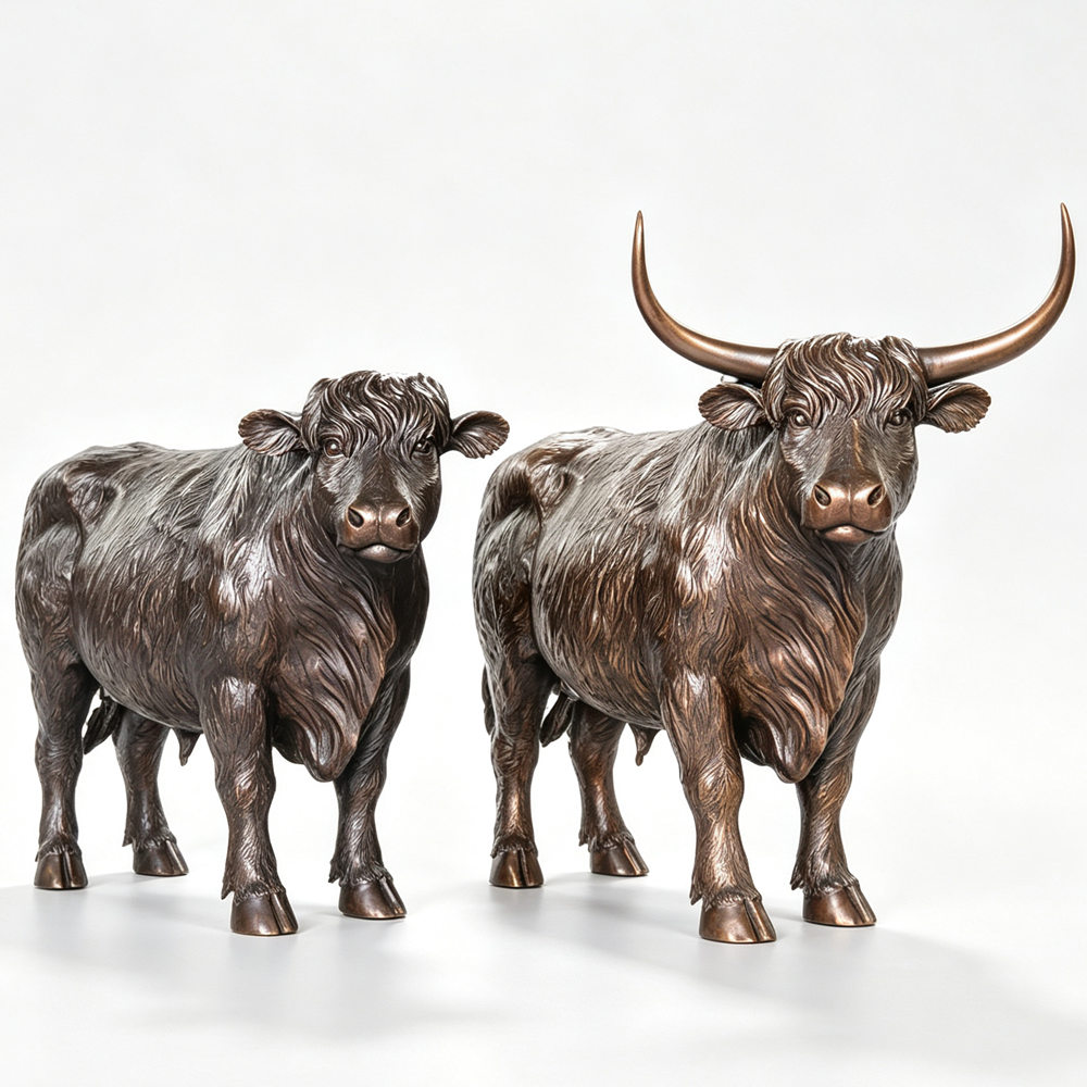 Life Size Bronze Highland Cow Sculpture RBBS-010