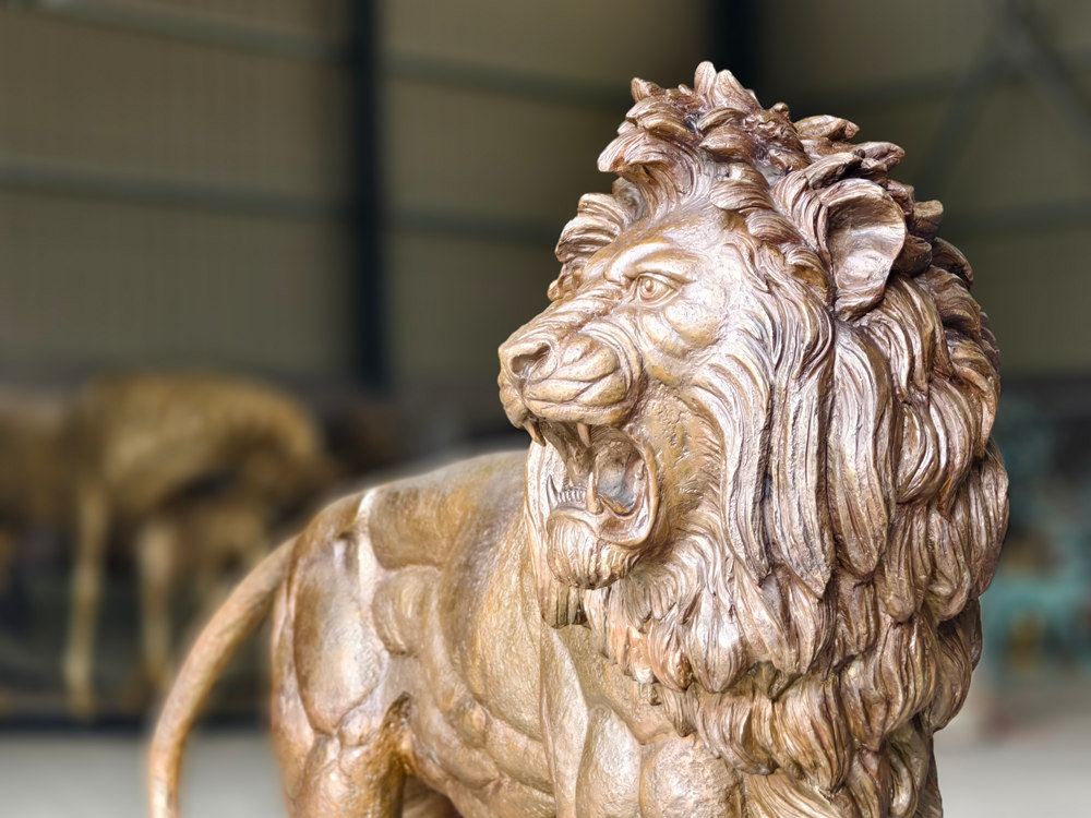 bronze lion details
