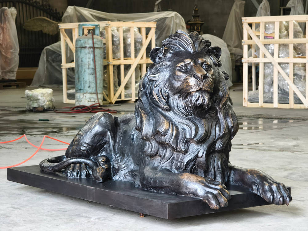 bronze lying lion