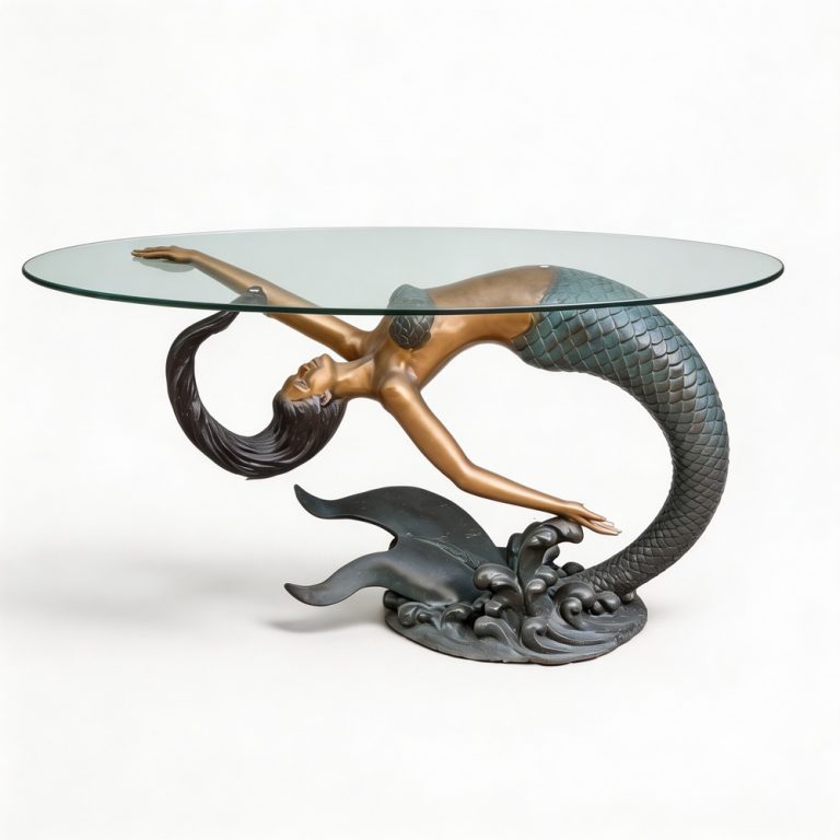 bronze mermaid coffee table for sale
