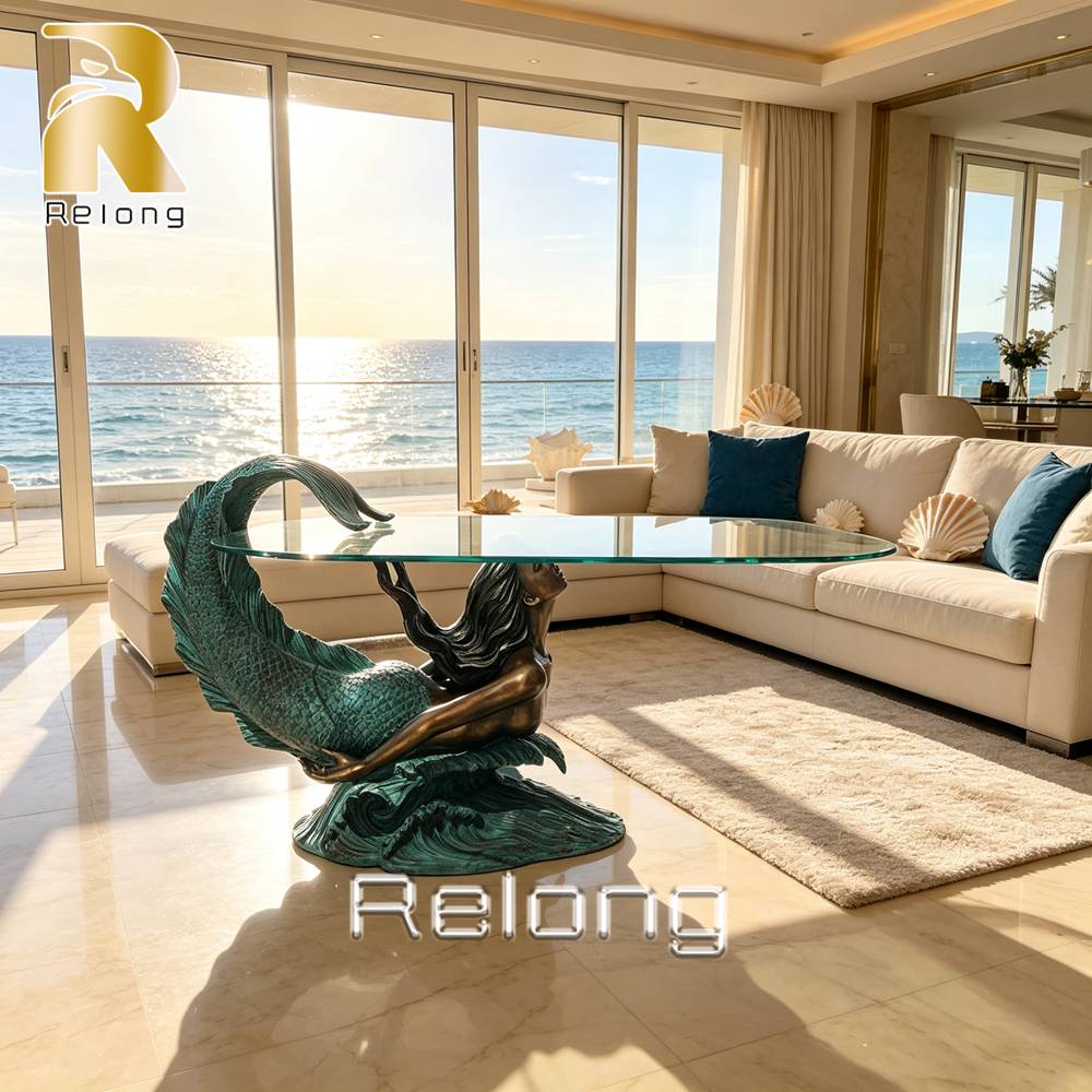 bronze mermaid coffee table living room