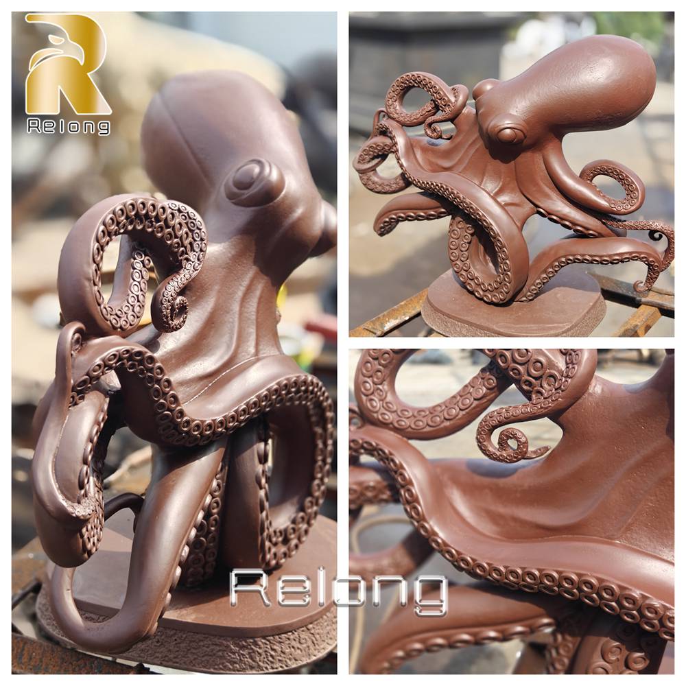 bronze octopus sculpture details