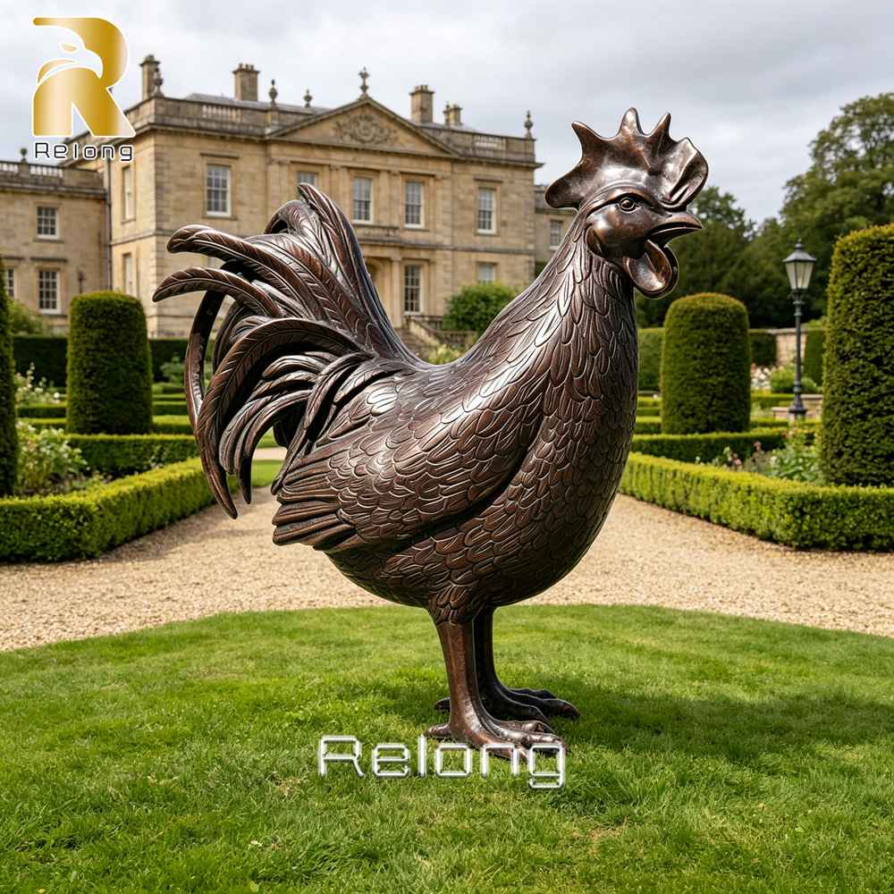 bronze rooster statue outdoor