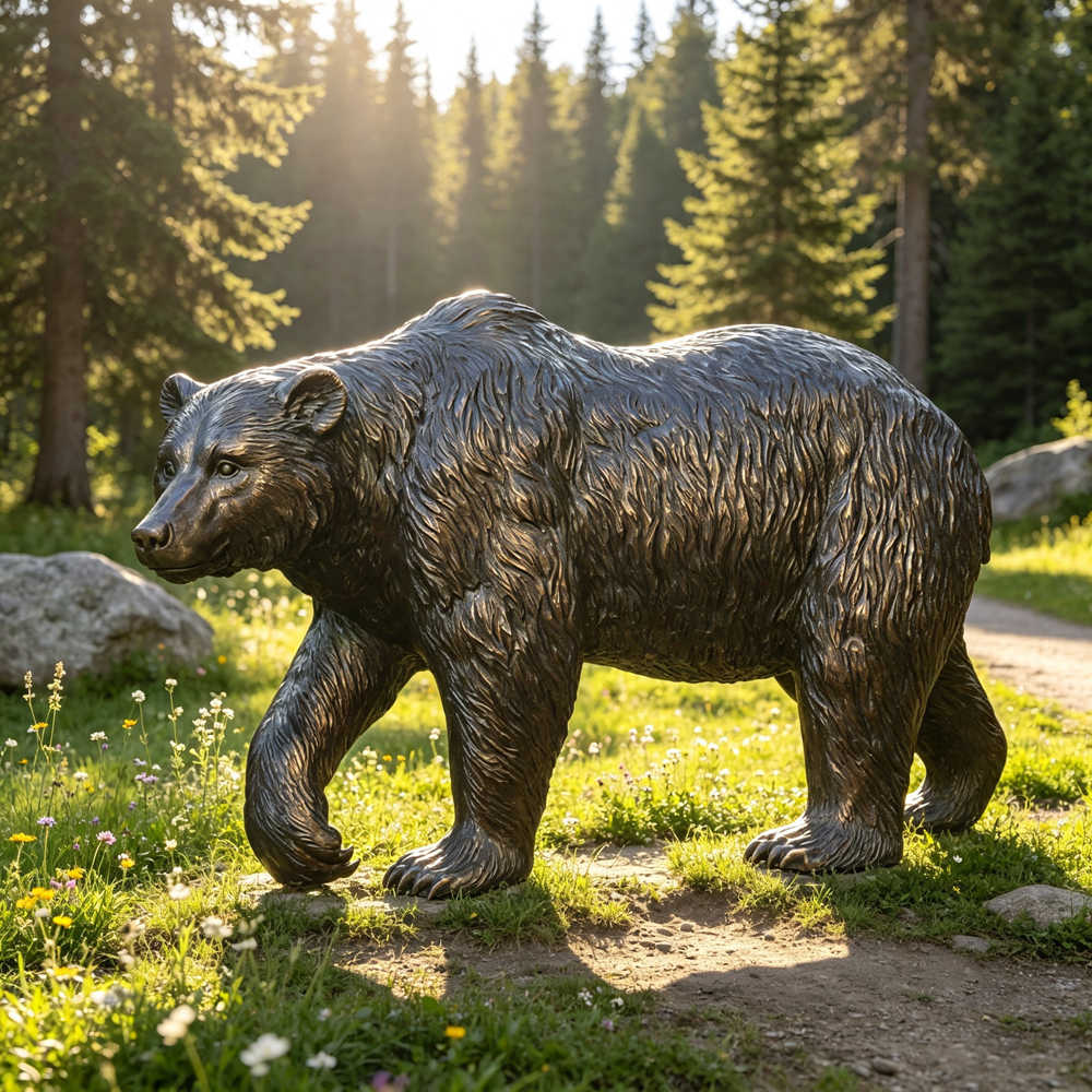 Bronze bear statue for garden