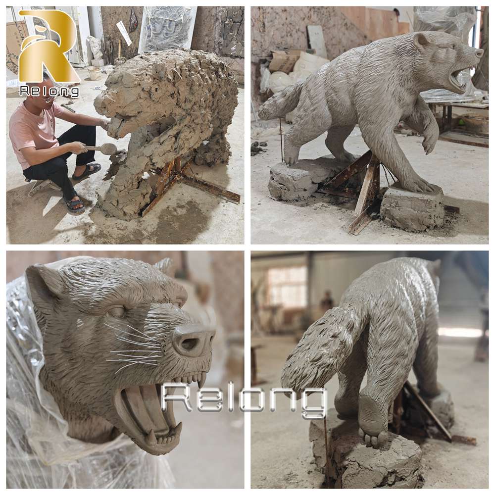 clay modeling process for bronze wolverine mascot statue