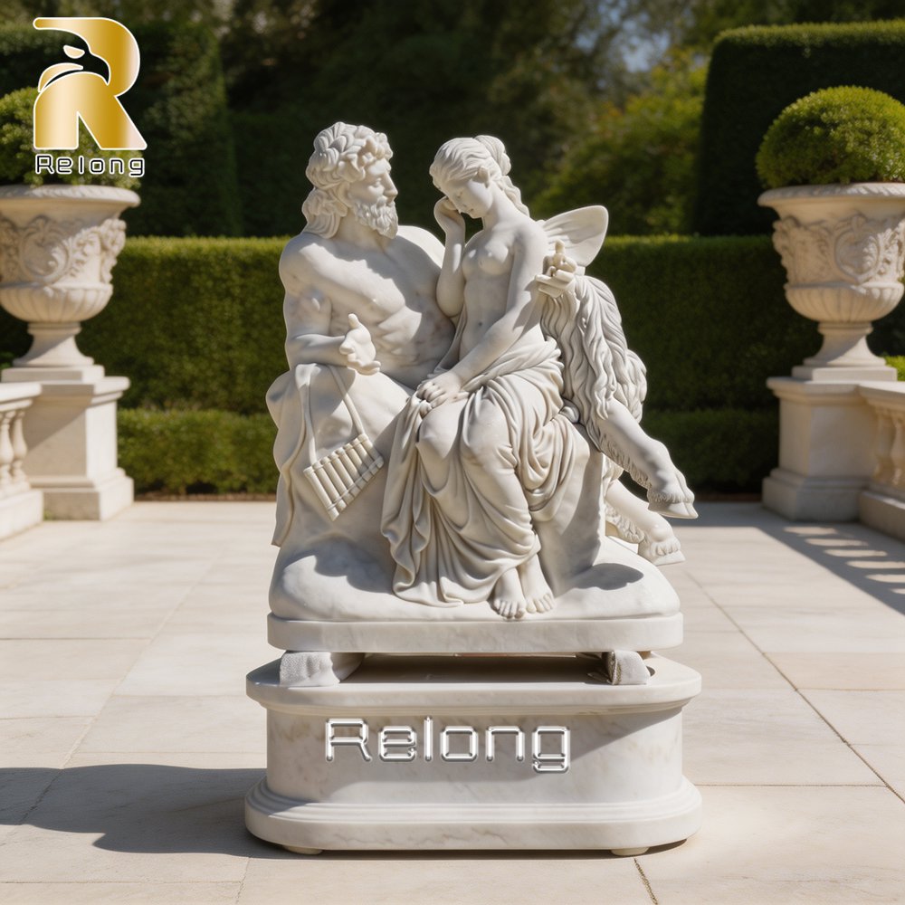 custom marble pan comforting psyche statue
