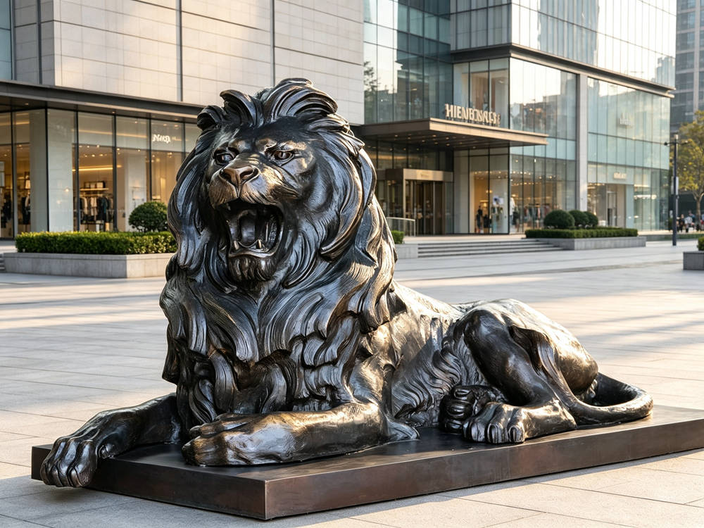 bronze lion sculpture for public decor