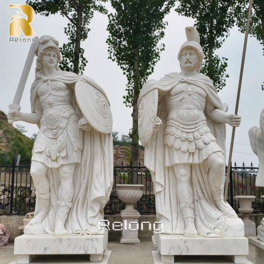 life size marble roman warrior sculpture
