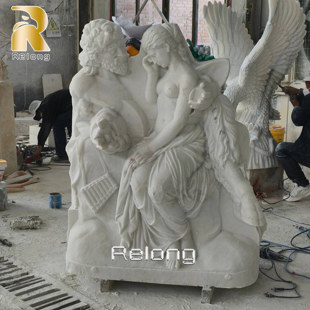 marble pan comforting psyche statue detailed carving