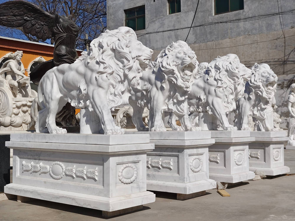 marble walking lion