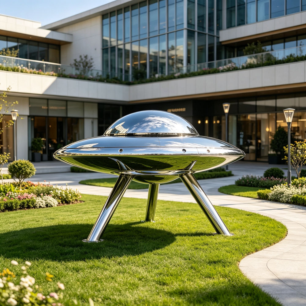 mirror polished UFO sculpture