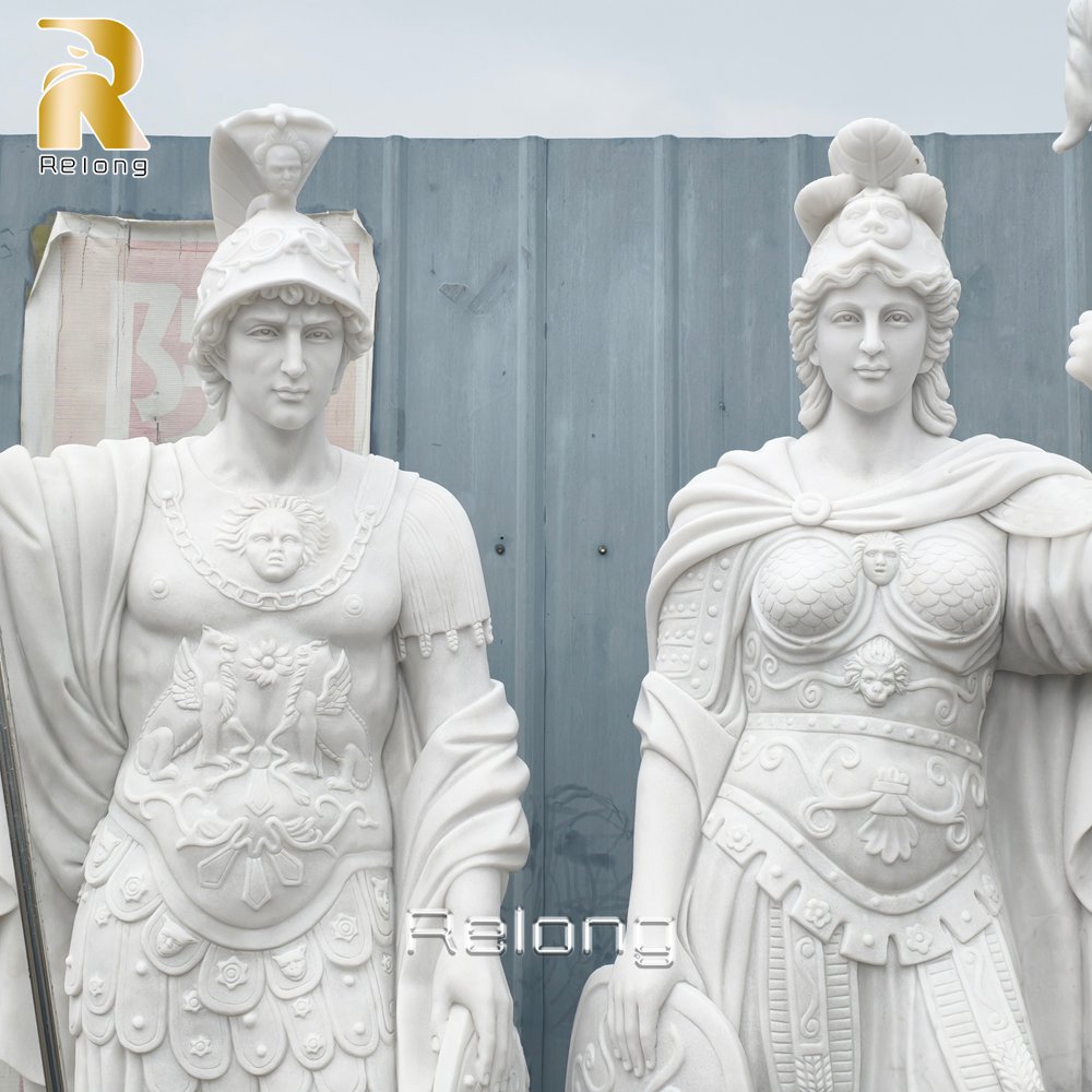 roman warrior statue carving details