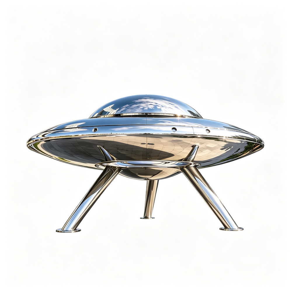 stainless steel UFO sculpture