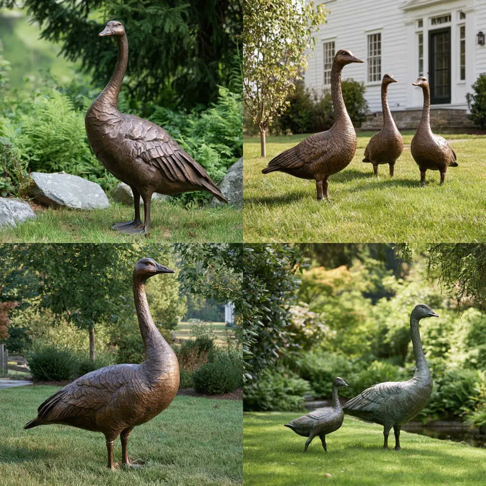 various designs of goose statues