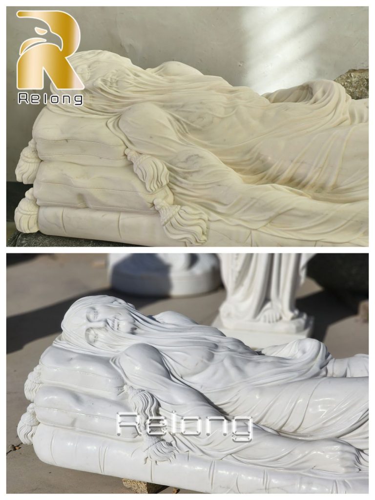 veiled Jesus sculpture carved marble details