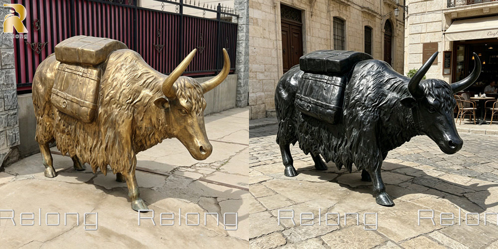yak sculpture in production Vs completed