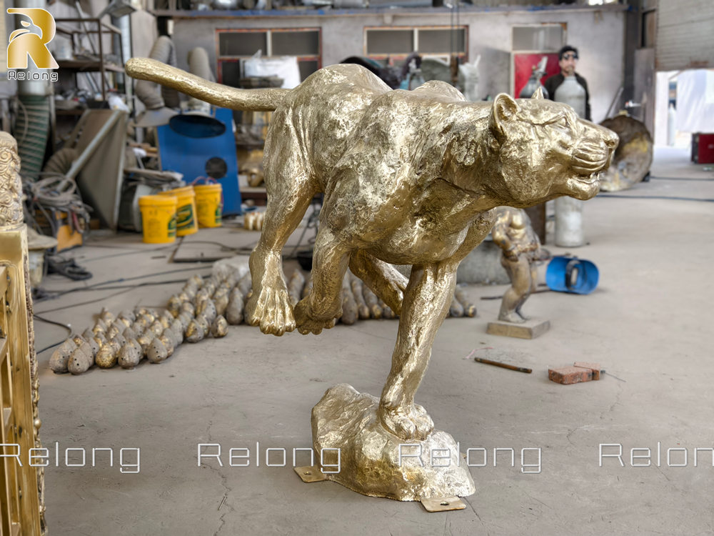 Bronze Jaguar Statue after casting