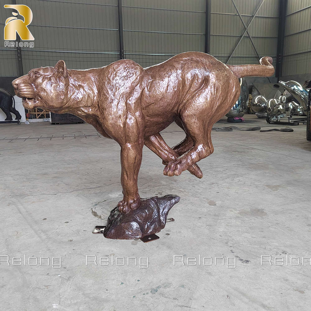 Bronze Jaguar Statue with custom made patina
