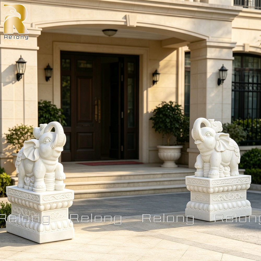 Elephant statue with Trunk up for entrance decor