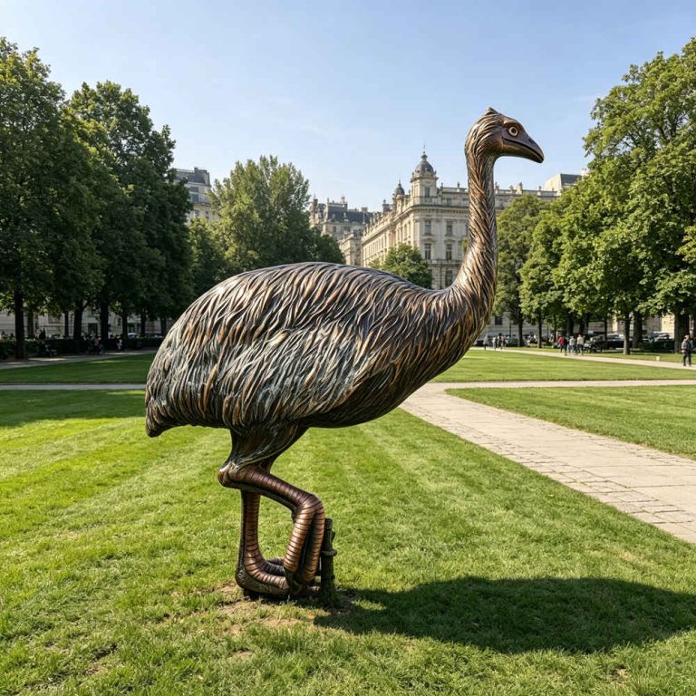 Large bronze ostrich sculpture for outdoor decoration