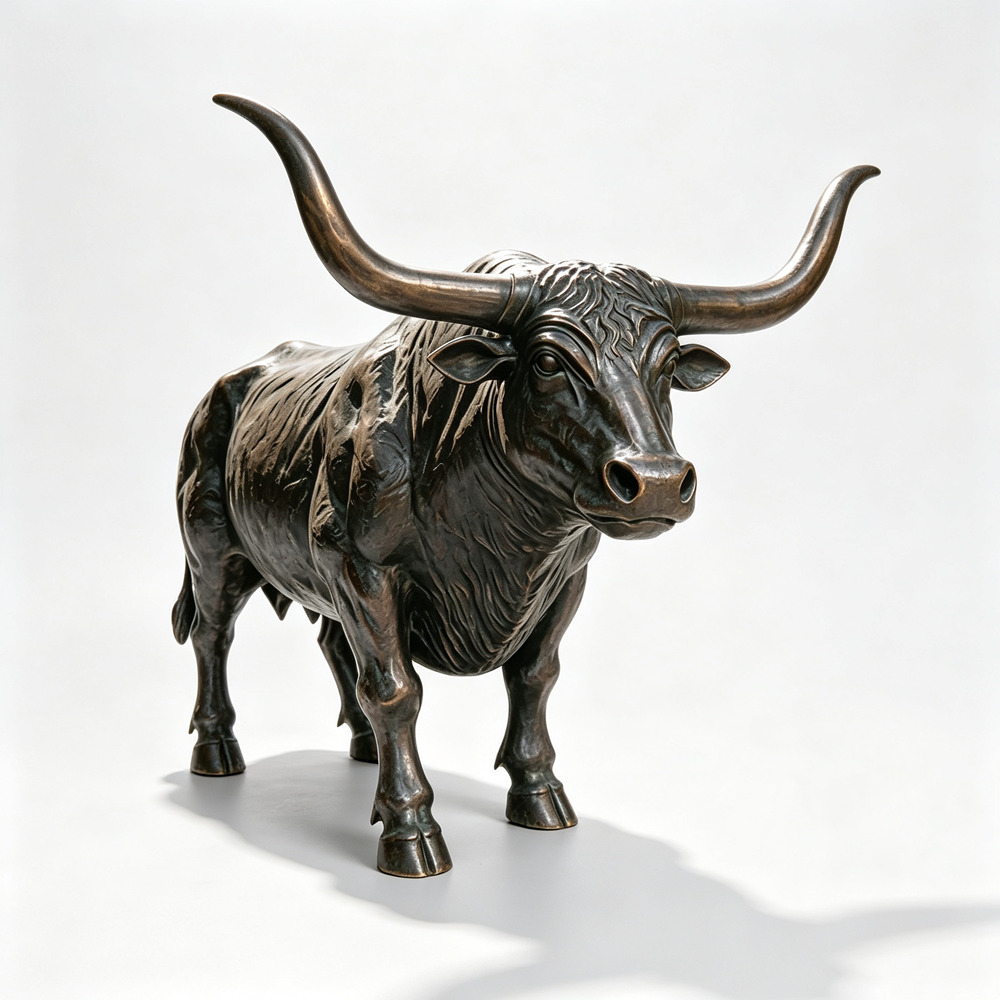 ronze Texas Longhorn Sculpture for Outdoor Decoration RBBS-014
