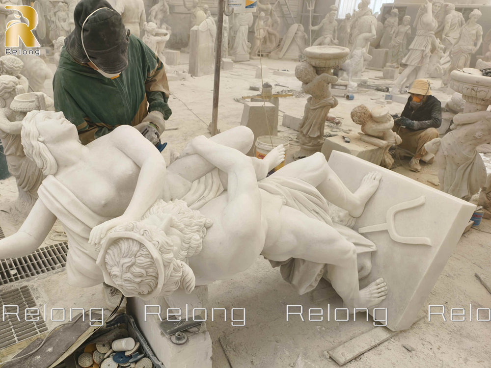 The Abduction of Proserpina sculpture details adjusting process