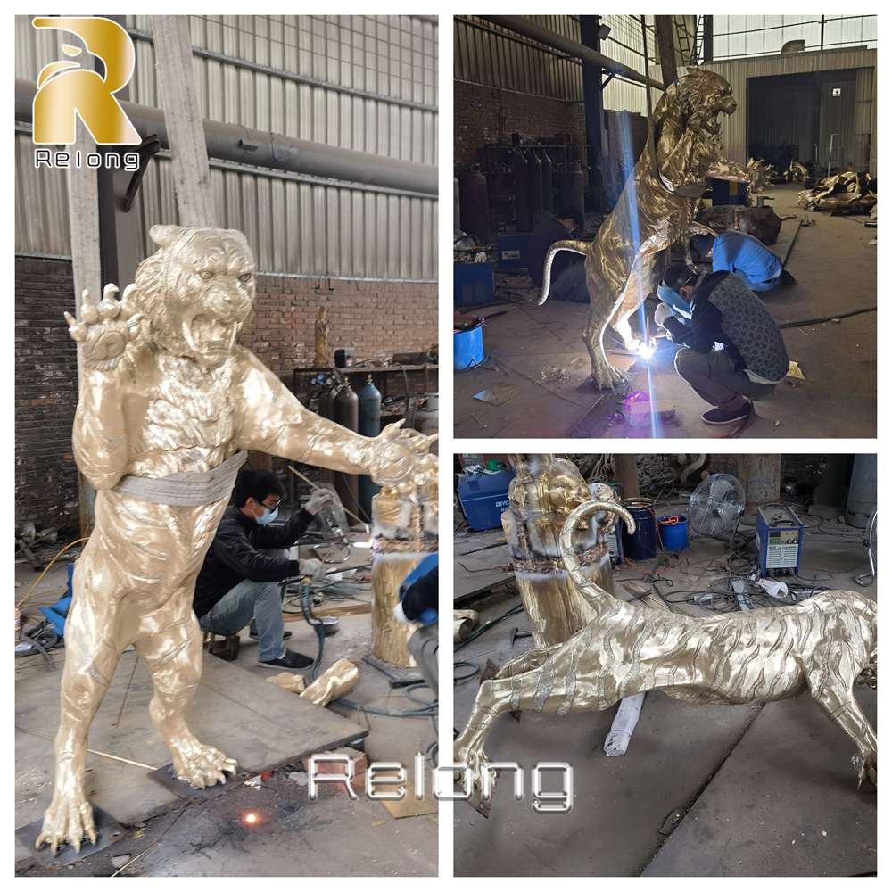 bengal tiger statue casting and welding process
