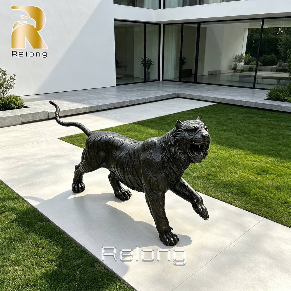 bronze black tiger sculpture